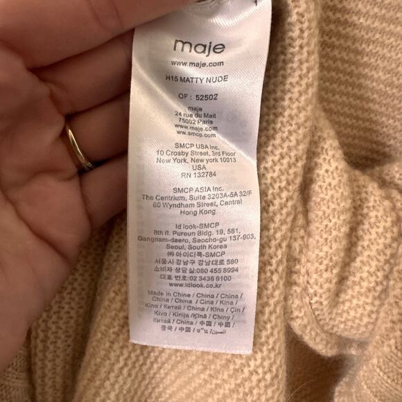 Maje Matty 100% Cashmere V-Neck Knit Sweater in "Nude" Size 2 (US M) - Picture 8 of 8